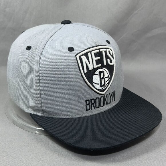 Mitchell & Ness Brooklyn Nets NBA Snapback Hat Gray Adjustable Basketball Mens - Picture 1 of 16